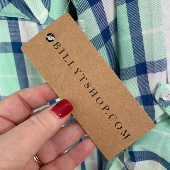 Billy T Lyocell Green & Blue Plaid Relaxed Flannel Sz Large - Picture 11 of 15